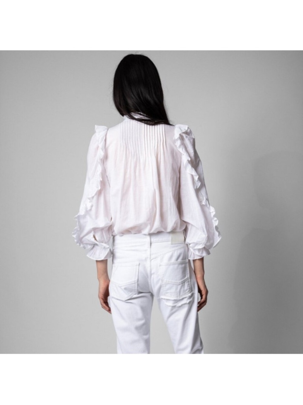 NWT $398 Zadig & Voltaire Timmy Tomboy Tunic White Ruffled Blouse Medium - Picture 11 of 16